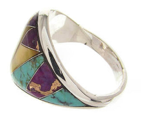 Southwest Multicolor Sterling Silver Ring Size 5-3/4 CS59226